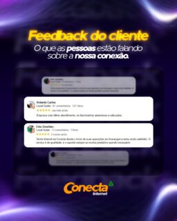Não é só a gente que fala, nossos clientes também estão amando a qualidade e a estabilidade da Conecta Internet! 💬📶
Quer saber mais? Venha você também fazer parte da nossa comunidade de clientes satisfeitos!
#FeedbackDeCliente #ConectaInternet #ConexãoDeQualidade #ClientesSatisfeitos #OQueElesEstãoFalando