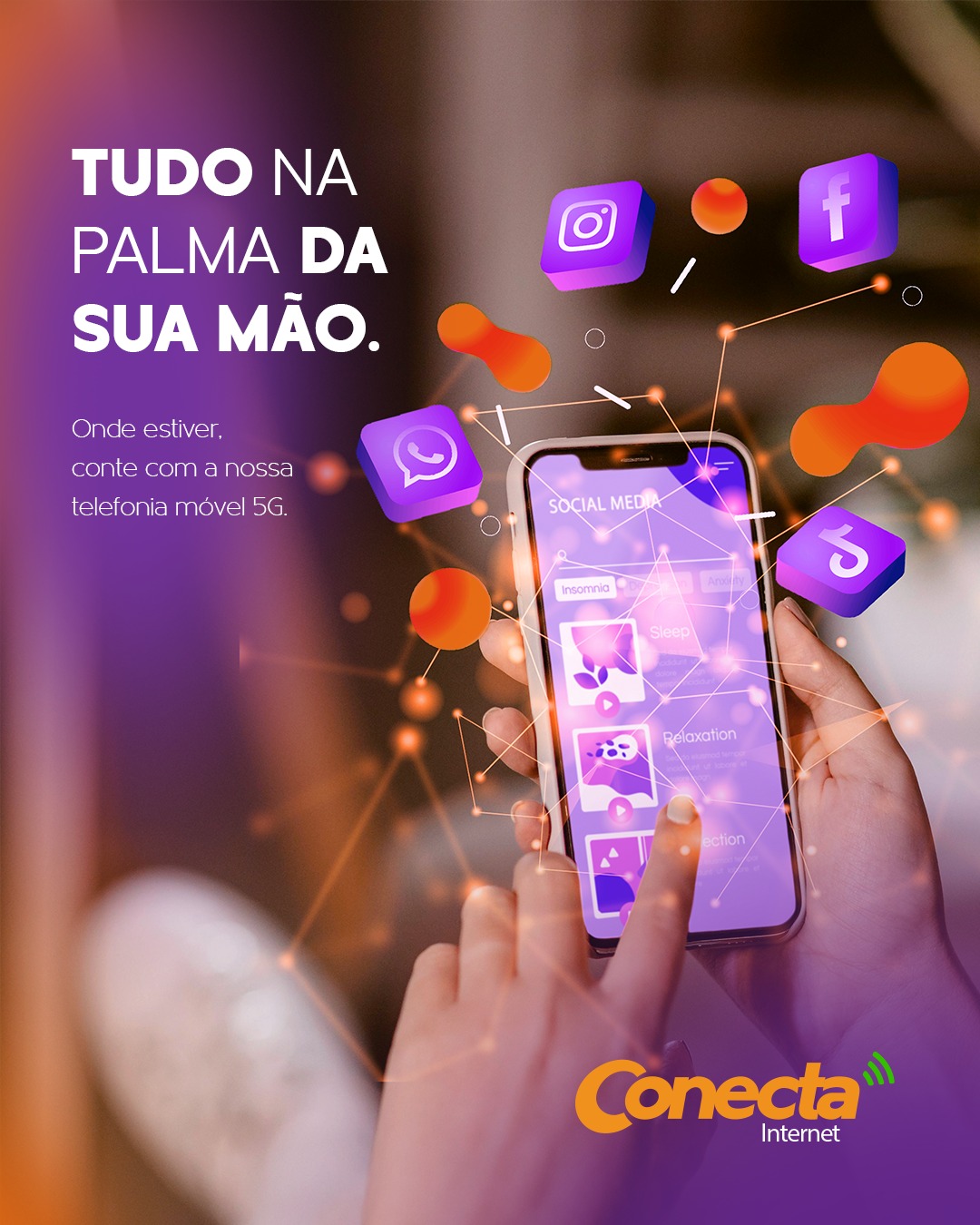 Tudo o que você precisa, na palma da sua mão. 💙

👉 Com a Conecta, você tem acesso aos seus aplicativos favoritos onde estiver, com a praticidade e a velocidade da nossa telefonia móvel 5G.

Mais liberdade pra trabalhar, se comunicar, assistir, ouvir e resolver tudo em tempo real, sem depender de Wi-Fi. ✨

📲 Fale com a Conecta e leve a sua conexão pra onde você for.

#conecta #internet #conexao