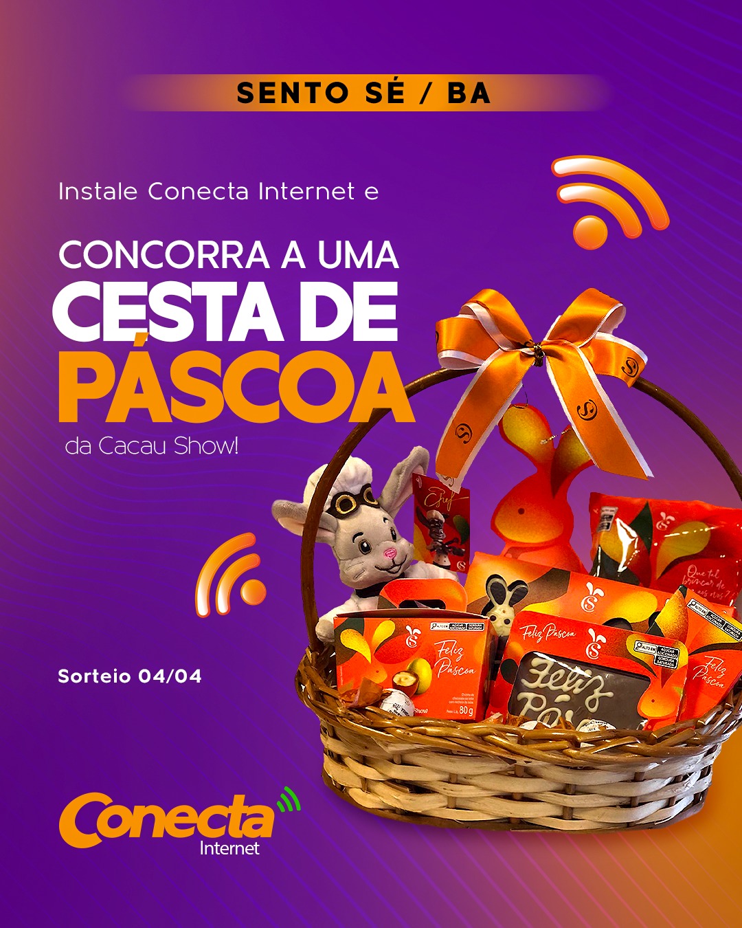 Você de Sento Sé merece internet rápida e chocolate delicioso! 🍫
Assine a Conecta e automaticamente já entra na disputa por uma Cesta da Cacau Show.
✅ Internet de qualidade que acompanha seu ritmo
💛 Sorteio 04/04 - exclusivo para novos clientes da região
#conecta #sentose #bahia #cacaushow