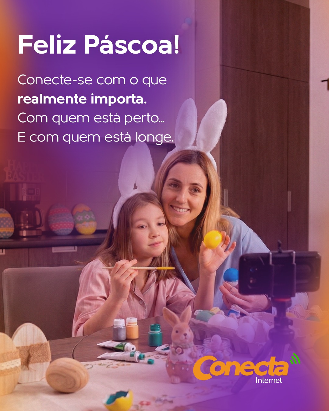 A Páscoa é tempo de renovar sentimentos, fortalecer laços e estar presente 💙
Seja perto ou à distância, o importante é se conectar com quem faz a vida mais especial.
A Conecta deseja uma Páscoa cheia de amor, união e bons momentos 🐰✨
#conectainternet #páscoa #conexão